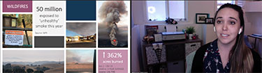 Caitlin Jones and wildfire smoke statistics and pictures from presentation slides