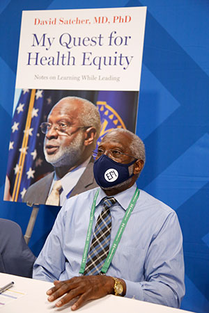 David Satcher at book signing My Quest for Health Equity