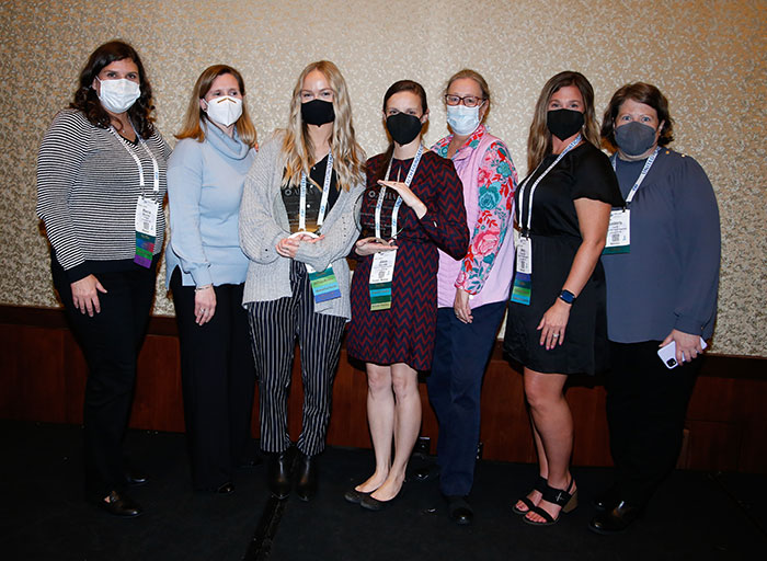 Group of people posing from Indiana Public Health Association as Affiliate of the Year. 