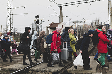 People in Ukraine flee following Russian invasion in 2022
