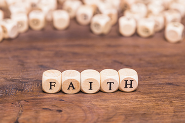 Faith spelled out using small blocks