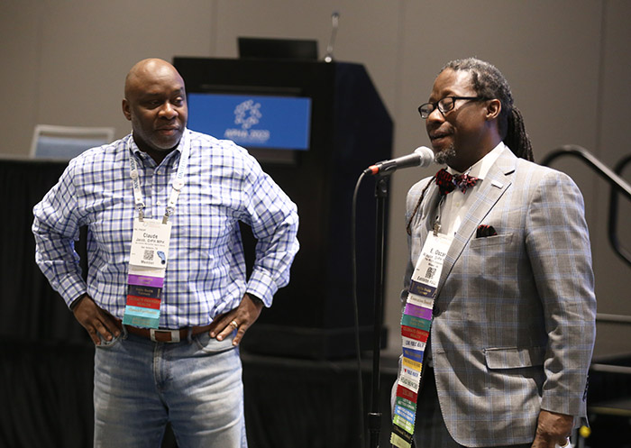 Claude Jacob and E. Oscar Alleyne at APHA board orientation.  