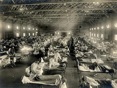 A provisional camp is set up in Kansas during the 1918-19 influenza pandemic