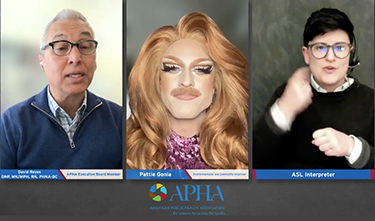 Pattie Gonia, an environmentalist and drag queen, speak at the online APHA forum