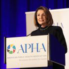 Nancy Pelosi at APHA lectern