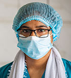 Woman health worker in mask